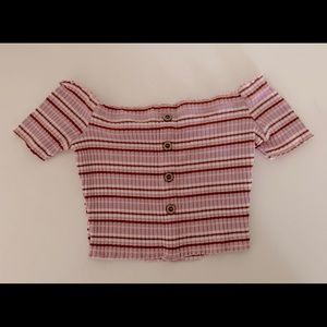 Striped Off-the-Shoulder Crop Top